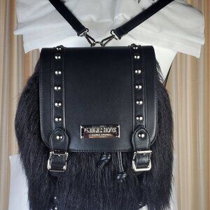 KILLSTAR OCCULT LUXURY BLACK BACK PACK FUZZY BODY PLEATHER FINISH EXCELLENT